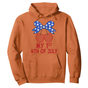 My 1st 4th of July Coquette Bow Striped Cherries Hoodie Preppy Patriotic Baby Girl Independence Holiday