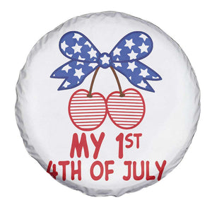 My 1st 4th of July Coquette Bow Striped Cherries Spare Tire Cover Preppy Patriotic Baby Girl Independence Holiday