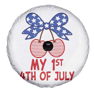 My 1st 4th of July Coquette Bow Striped Cherries Spare Tire Cover Preppy Patriotic Baby Girl Independence Holiday