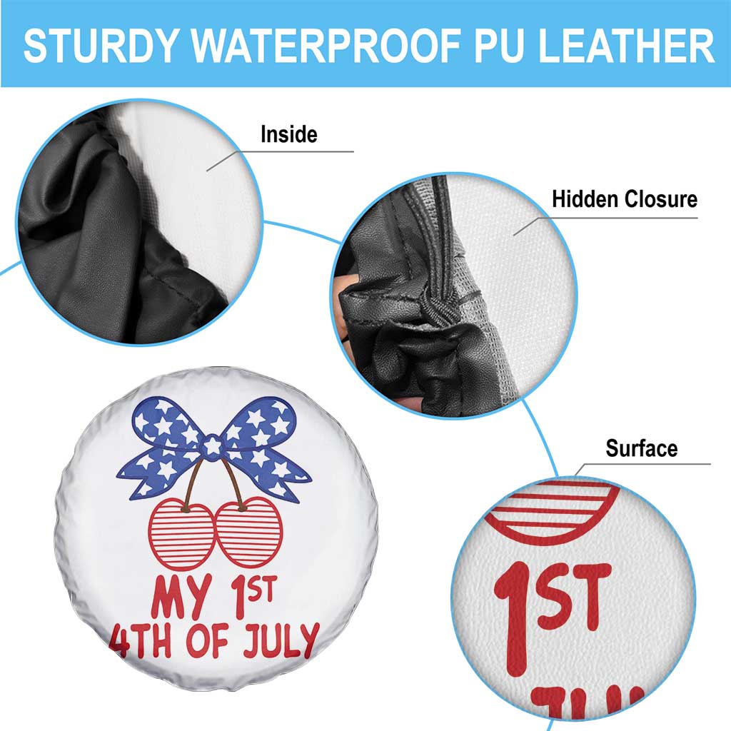 My 1st 4th of July Coquette Bow Striped Cherries Spare Tire Cover Preppy Patriotic Baby Girl Independence Holiday