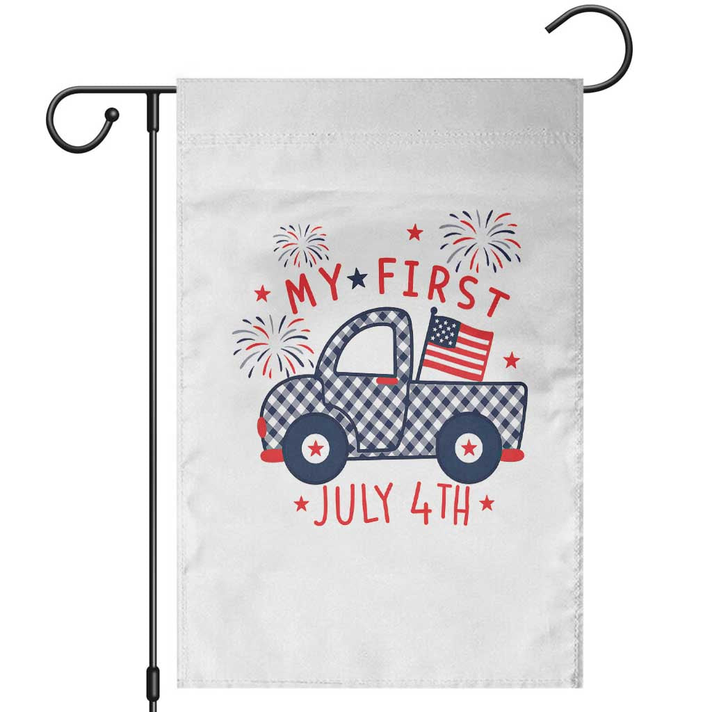 My First July 4th Gingham Vintage Truck Americana Garden Flag Patriotic Fireworks Independence Holiday Milestone TS02 White Print Your Wear