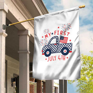 My First July 4th Gingham Vintage Truck Americana Garden Flag Patriotic Fireworks Independence Holiday Milestone
