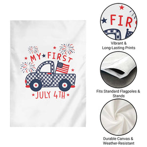 My First July 4th Gingham Vintage Truck Americana Garden Flag Patriotic Fireworks Independence Holiday Milestone