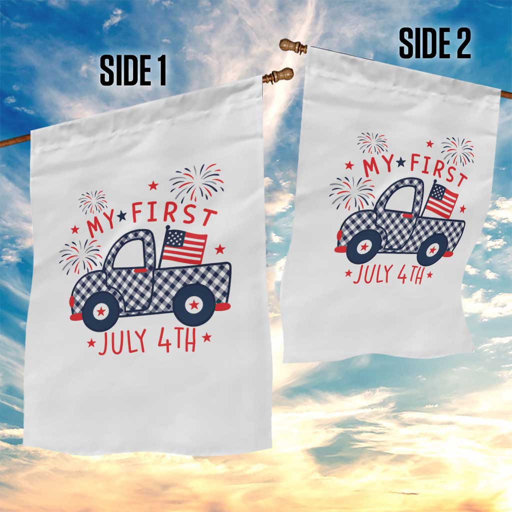 My First July 4th Gingham Vintage Truck Americana Garden Flag Patriotic Fireworks Independence Holiday Milestone