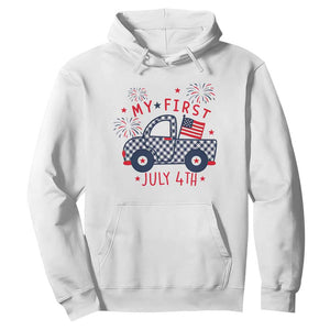 My First July 4th Gingham Vintage Truck Americana Hoodie Patriotic Fireworks Independence Holiday Milestone