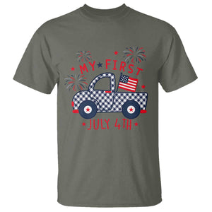 My First July 4th Gingham Vintage Truck Americana T Shirt Patriotic Fireworks Independence Holiday Milestone