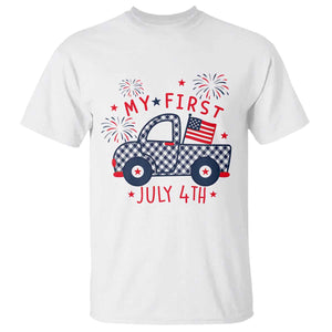 My First July 4th Gingham Vintage Truck Americana T Shirt Patriotic Fireworks Independence Holiday Milestone