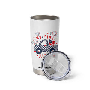 My First July 4th Gingham Vintage Truck Americana Tumbler Cup Patriotic Fireworks Independence Holiday Milestone