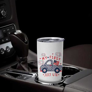 My First July 4th Gingham Vintage Truck Americana Tumbler Cup Patriotic Fireworks Independence Holiday Milestone