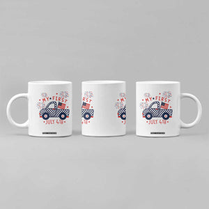 My First July 4th Gingham Vintage Truck Americana Coffee Mug Patriotic Fireworks Independence Holiday Milestone