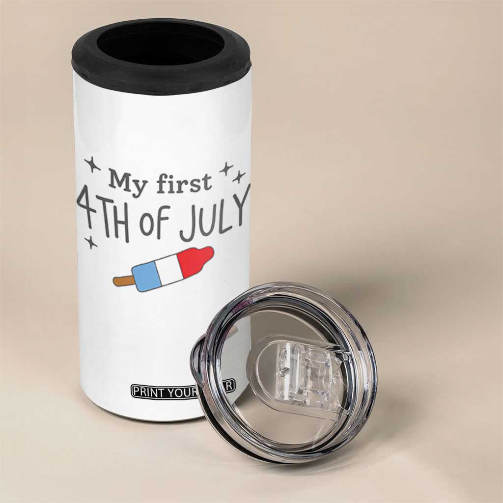 My First 4th of July Cute Summer Rocket Popsicle 4 in 1 Can Cooler Tumbler Firecracker Ice Lolly Patriotic Baby Independence Holiday