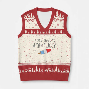 My First 4th of July Cute Summer Rocket Popsicle V-Neck Knit Sweater Vest Firecracker Ice Lolly Patriotic Baby Independence Holiday