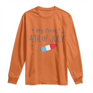 My First 4th of July Cute Summer Rocket Popsicle Long Sleeve Shirt Firecracker Ice Lolly Patriotic Baby Independence Holiday