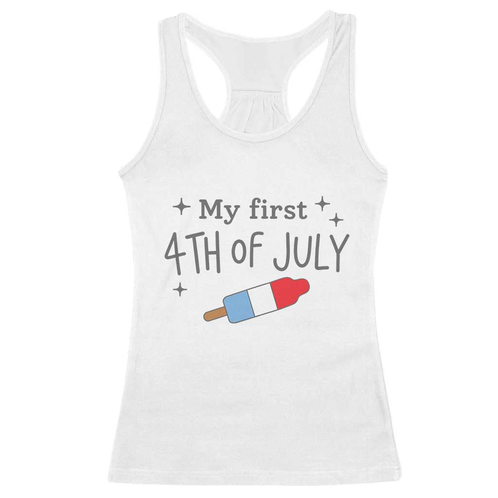 My First 4th of July Cute Summer Rocket Popsicle Racerback Tank Top Firecracker Ice Lolly Patriotic Baby Independence Holiday TS02 White Print Your Wear