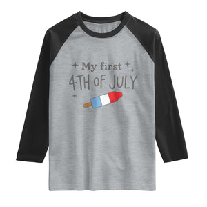 My First 4th of July Cute Summer Rocket Popsicle Raglan Shirt Firecracker Ice Lolly Patriotic Baby Independence Holiday