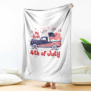 My First 4th of July Retro American Flag Pickup Truck Throw Blanket Americana Patriotic Independence Holiday Milestone