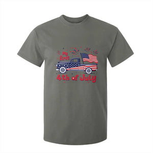 My First 4th of July Retro American Flag Pickup Truck T Shirt For Kid Americana Patriotic Independence Holiday Milestone