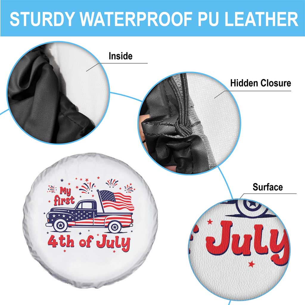 My First 4th of July Retro American Flag Pickup Truck Spare Tire Cover Americana Patriotic Independence Holiday Milestone