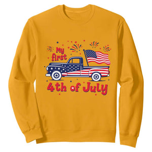 My First 4th of July Retro American Flag Pickup Truck Sweatshirt Americana Patriotic Independence Holiday Milestone