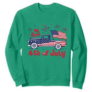 My First 4th of July Retro American Flag Pickup Truck Sweatshirt Americana Patriotic Independence Holiday Milestone