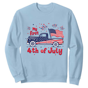 My First 4th of July Retro American Flag Pickup Truck Sweatshirt Americana Patriotic Independence Holiday Milestone