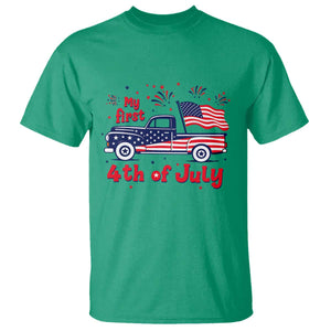 My First 4th of July Retro American Flag Pickup Truck T Shirt Americana Patriotic Independence Holiday Milestone