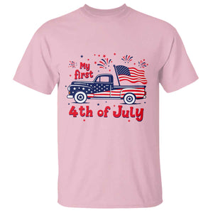 My First 4th of July Retro American Flag Pickup Truck T Shirt Americana Patriotic Independence Holiday Milestone