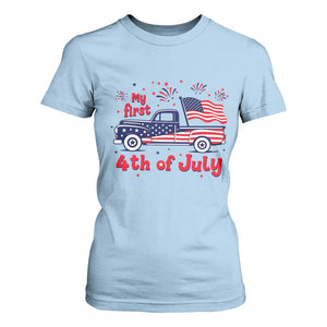 My First 4th of July Retro American Flag Pickup Truck T Shirt For Women Americana Patriotic Independence Holiday Milestone