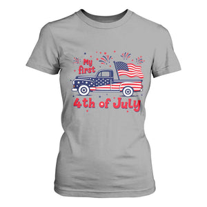 My First 4th of July Retro American Flag Pickup Truck T Shirt For Women Americana Patriotic Independence Holiday Milestone