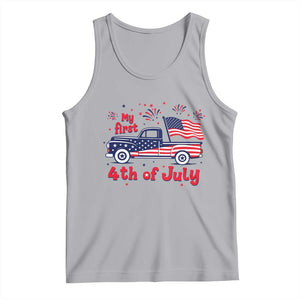 My First 4th of July Retro American Flag Pickup Truck Tank Top Americana Patriotic Independence Holiday Milestone