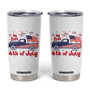 My First 4th of July Retro American Flag Pickup Truck Tumbler Cup Americana Patriotic Independence Holiday Milestone