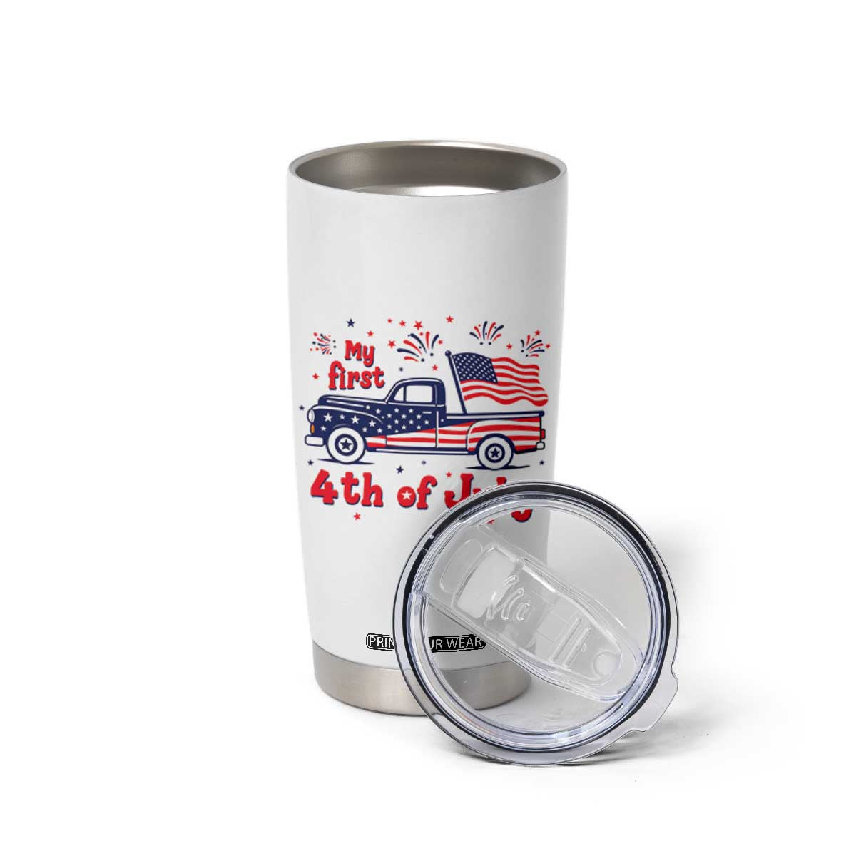 My First 4th of July Retro American Flag Pickup Truck Tumbler Cup Americana Patriotic Independence Holiday Milestone