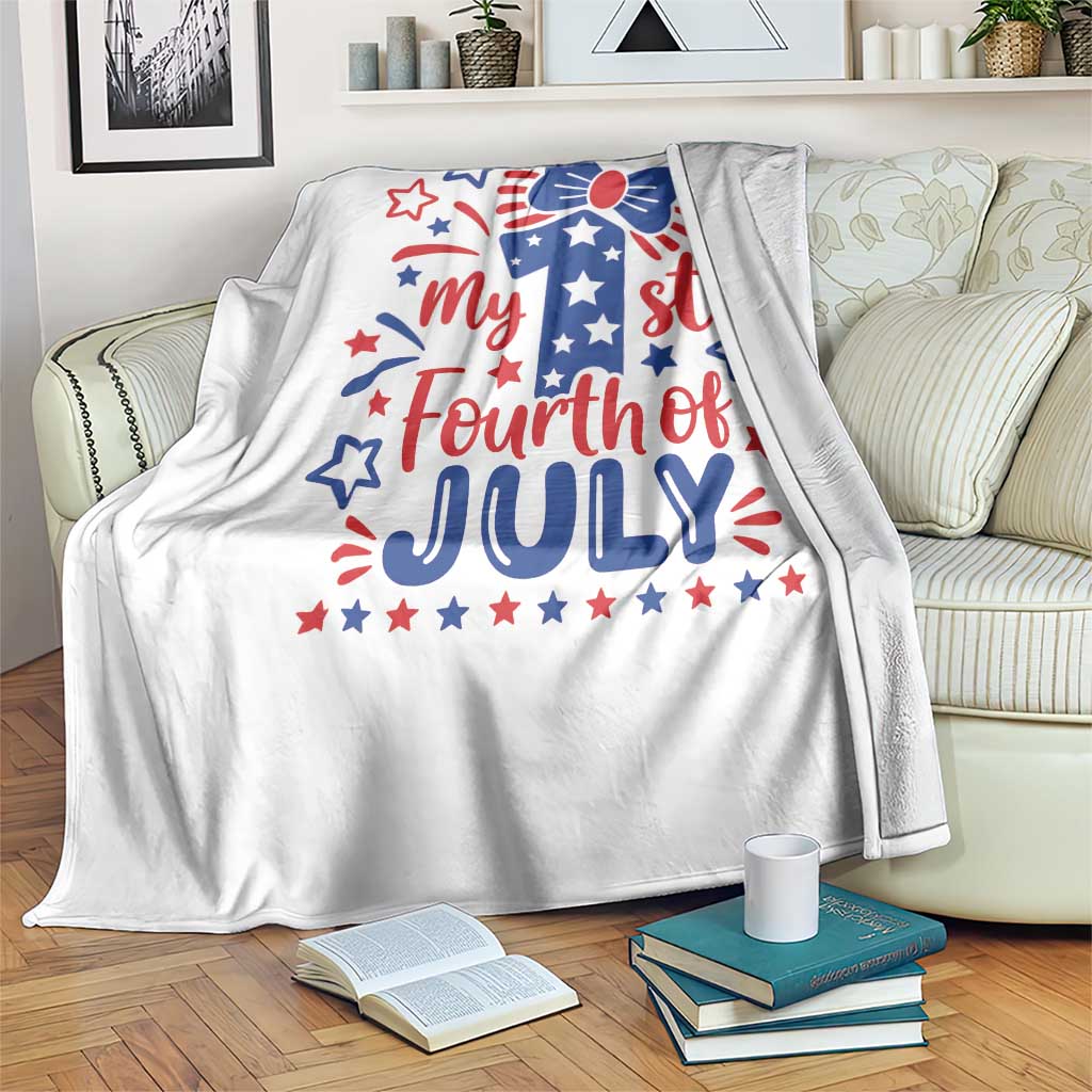 My 1st Fourth of July Patriotic Star Bow Throw Blanket Number One Festive Holiday Independence Milestone