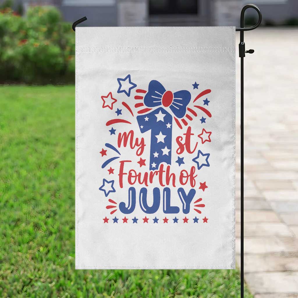 My 1st Fourth of July Patriotic Star Bow Garden Flag Number One Festive Holiday Independence Milestone