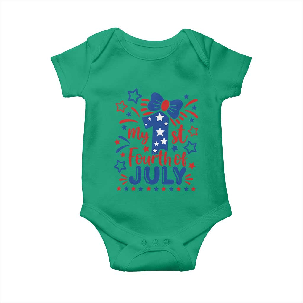 My 1st Fourth of July Patriotic Star Bow Baby Onesie Number One Festive Holiday Independence Milestone