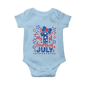 My 1st Fourth of July Patriotic Star Bow Baby Onesie Number One Festive Holiday Independence Milestone