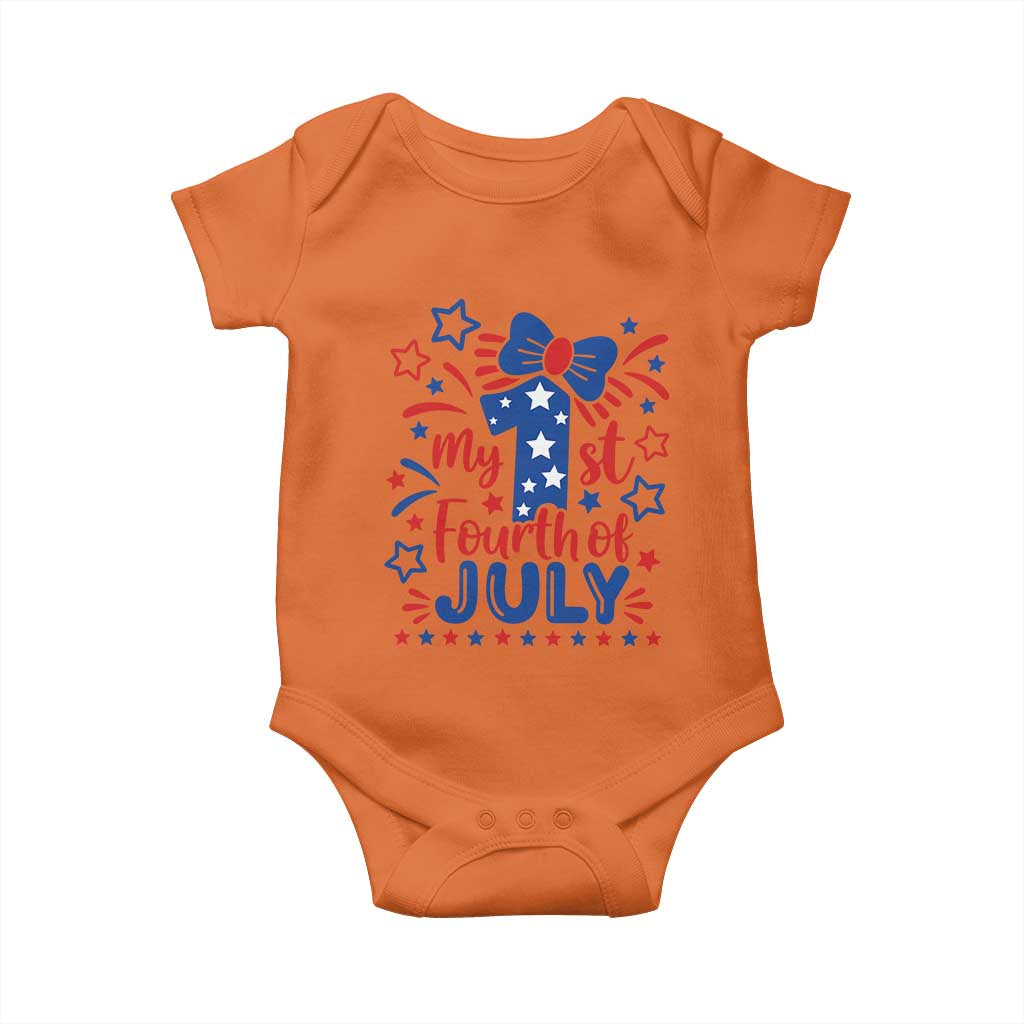 My 1st Fourth of July Patriotic Star Bow Baby Onesie Number One Festive Holiday Independence Milestone
