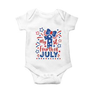 My 1st Fourth of July Patriotic Star Bow Baby Onesie Number One Festive Holiday Independence Milestone