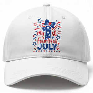 My 1st Fourth of July Patriotic Star Bow Baseball Cap Number One Festive Holiday Independence Milestone