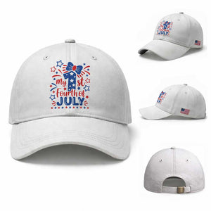 My 1st Fourth of July Patriotic Star Bow Baseball Cap Number One Festive Holiday Independence Milestone