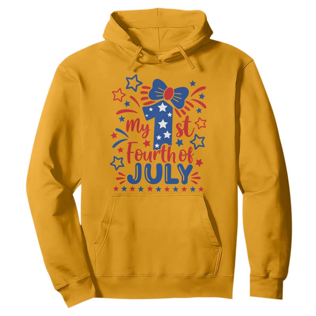 My 1st Fourth of July Patriotic Star Bow Hoodie Number One Festive Holiday Independence Milestone