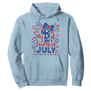My 1st Fourth of July Patriotic Star Bow Hoodie Number One Festive Holiday Independence Milestone