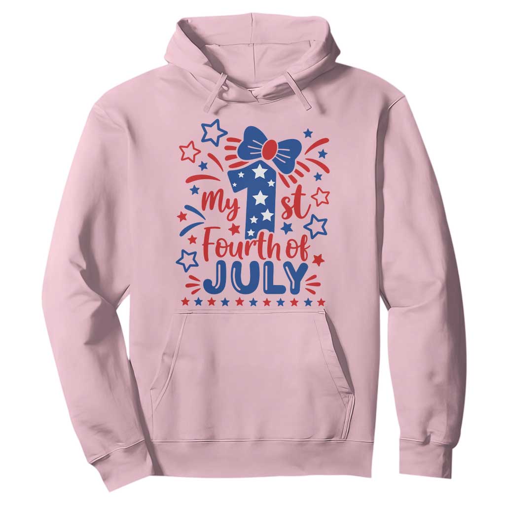 My 1st Fourth of July Patriotic Star Bow Hoodie Number One Festive Holiday Independence Milestone
