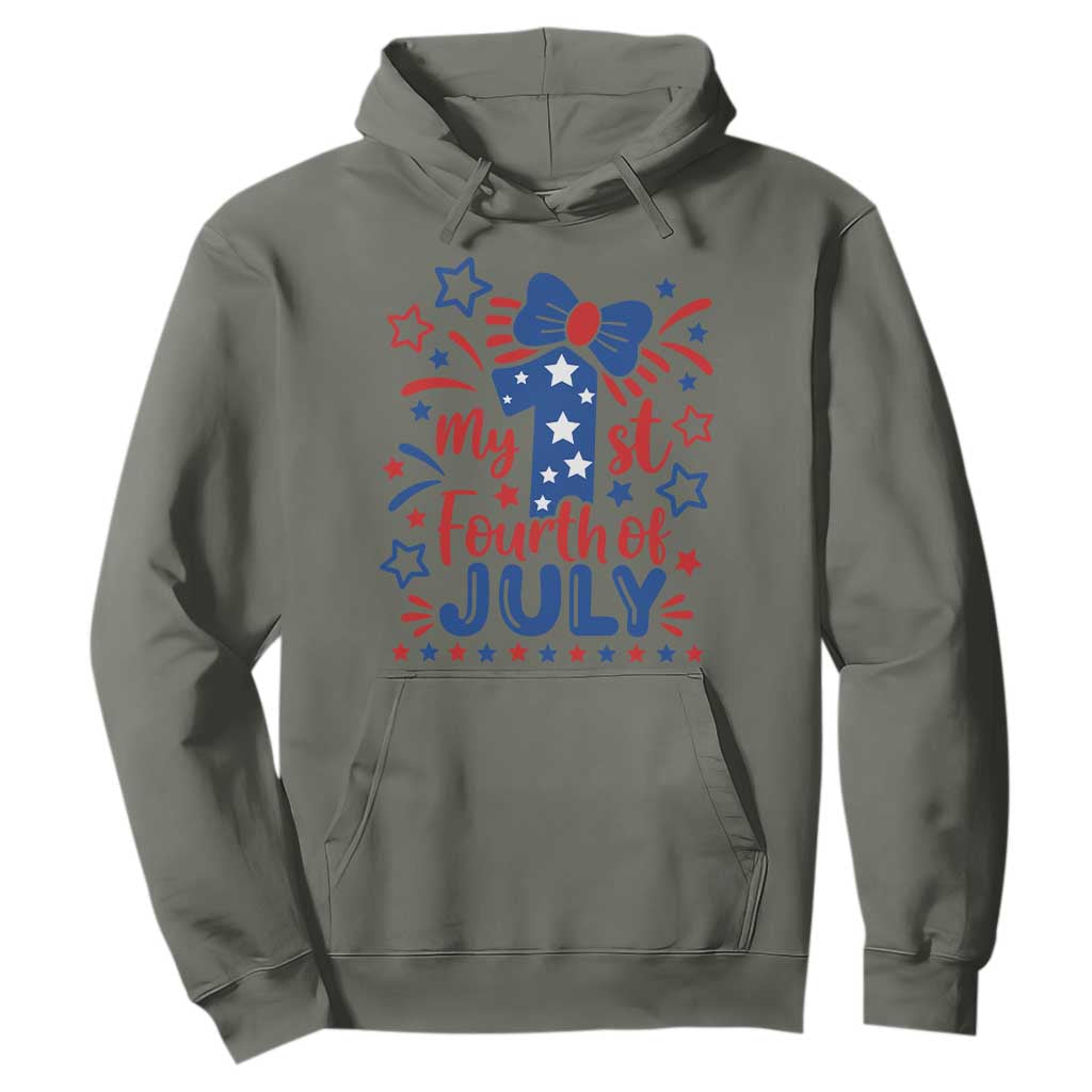 My 1st Fourth of July Patriotic Star Bow Hoodie Number One Festive Holiday Independence Milestone