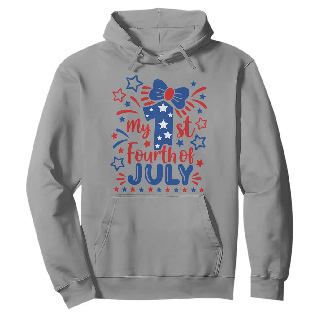My 1st Fourth of July Patriotic Star Bow Hoodie Number One Festive Holiday Independence Milestone