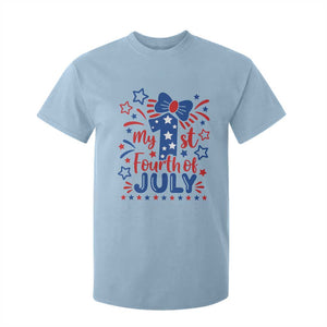 My 1st Fourth of July Patriotic Star Bow T Shirt For Kid Number One Festive Holiday Independence Milestone