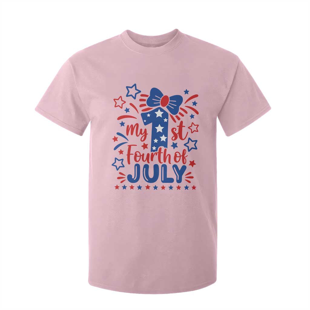 My 1st Fourth of July Patriotic Star Bow T Shirt For Kid Number One Festive Holiday Independence Milestone