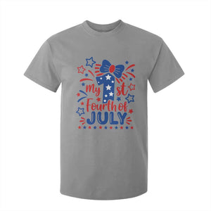 My 1st Fourth of July Patriotic Star Bow T Shirt For Kid Number One Festive Holiday Independence Milestone