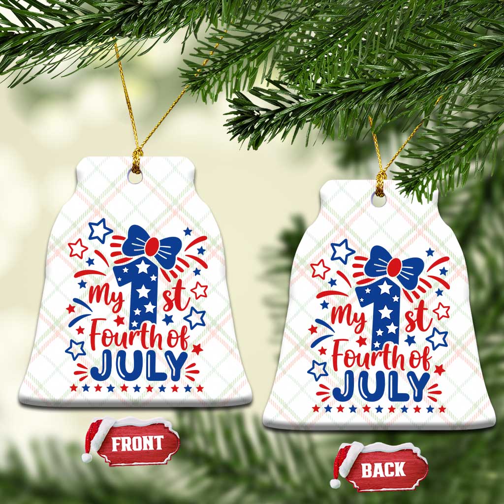 My 1st Fourth of July Patriotic Star Bow Ceramic Ornament Number One Festive Holiday Independence Milestone