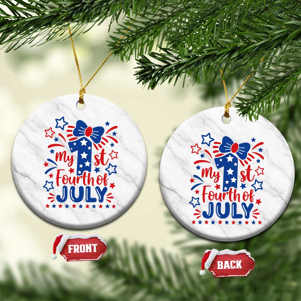 My 1st Fourth of July Patriotic Star Bow Ceramic Ornament Number One Festive Holiday Independence Milestone